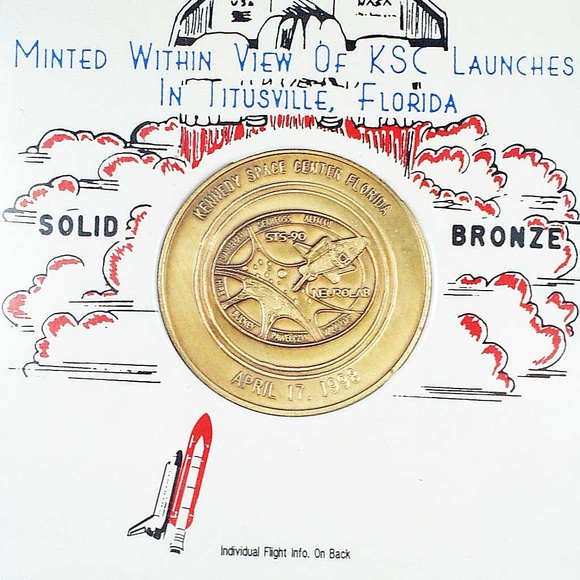 STS-90 LIMITED EDITION SOLID BRONZE MEDALLION IN COLLECTIBLE FOLDER, DESIGN ON - Picture 2 of 4